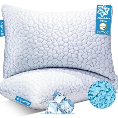 QUTOOL Cooling Adjustable Shredded Memory Foam Pillow (Queen, 2-pack)